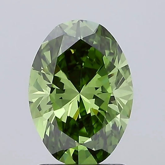 1.52ct Oval Lab Grown Diamond (Colour Fancy Vivid Green, Clarity VVS2, IGI Certified)